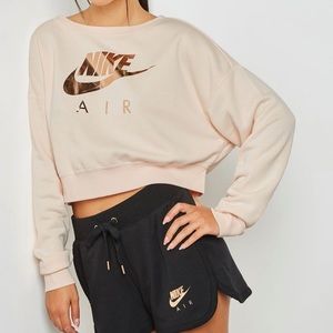 Nike Air - Pink and Rose gold Cropped Crewneck w/ Zipper Back - Size Small